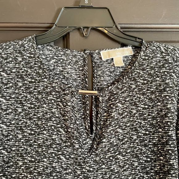 Black and White Michael Kors Blouse with Bell Sleeves: Size M - Picture 3 of 8